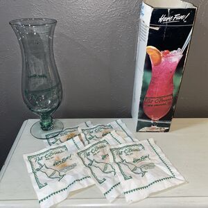 Vintage Pat O'Brien New Orleans Hurricane Glass with Box and 5 Cocktail Napkins